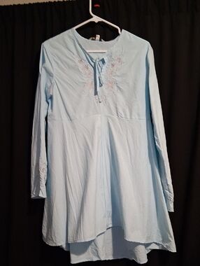 SPF 100+ Sunblock Beach Coverup Tunic Dress S Blue Summer Vacation Cruise Travel